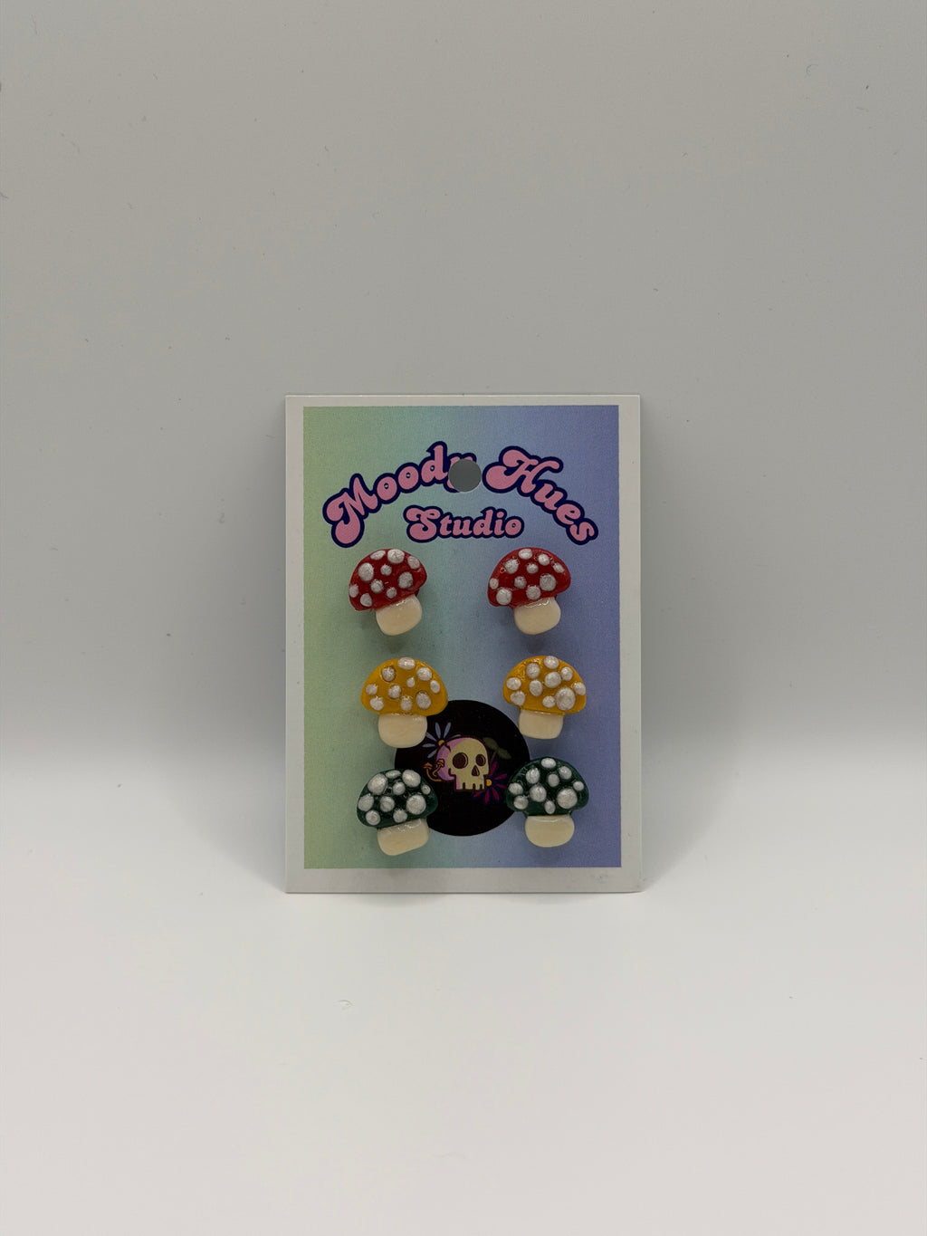 Mushroom Stud Earring 3 Pack - Red, Yellow & Green