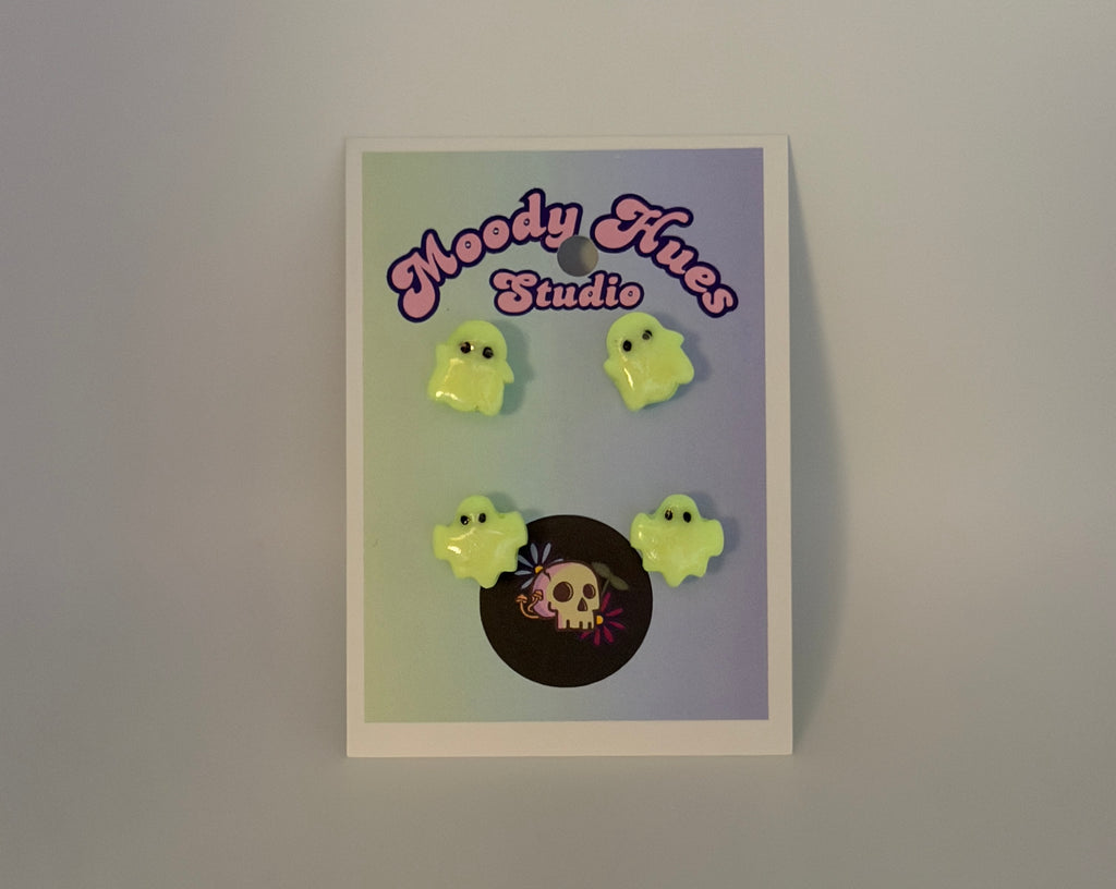 Glow In The Dark Ghost Studs