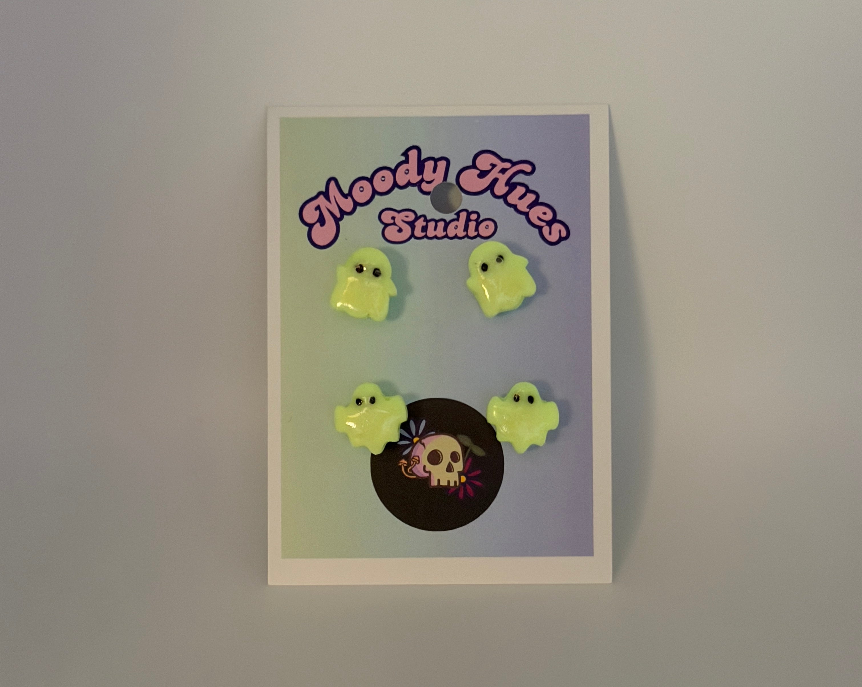 Glow In The Dark Ghost Studs