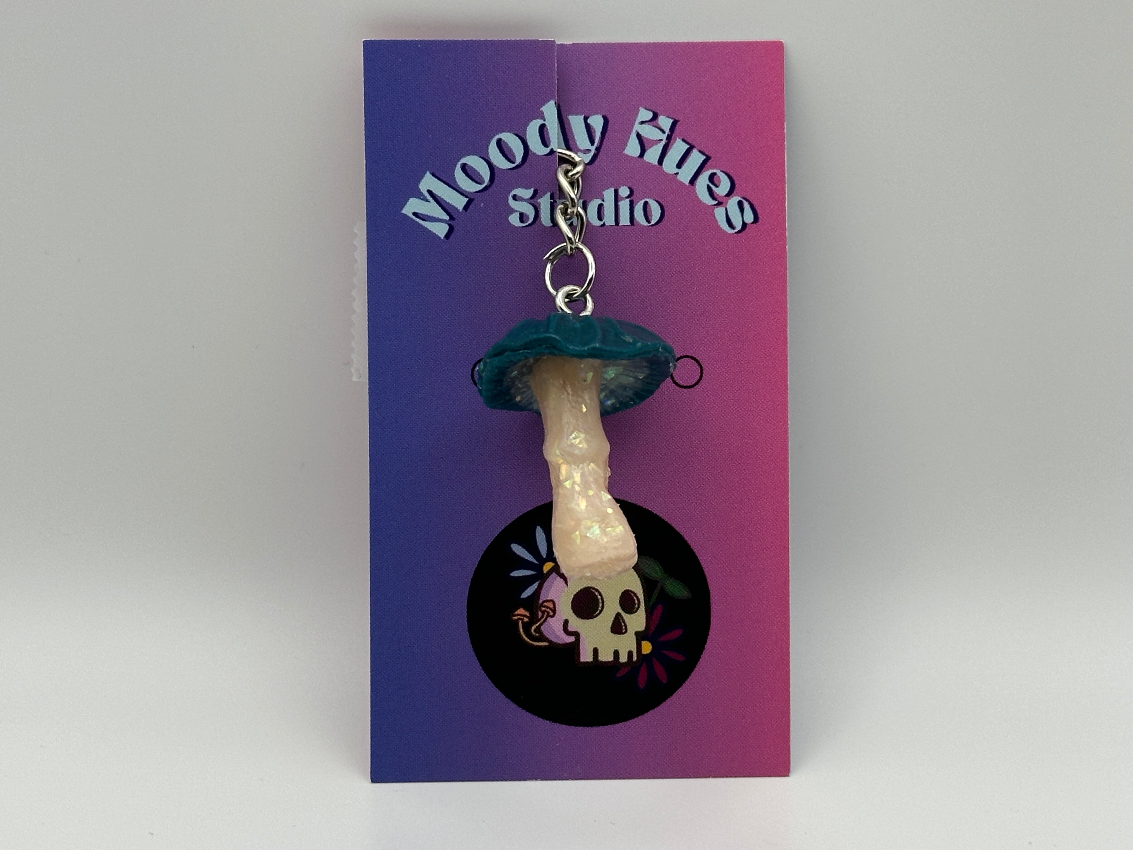 Blue/Green Mushroom Keychain