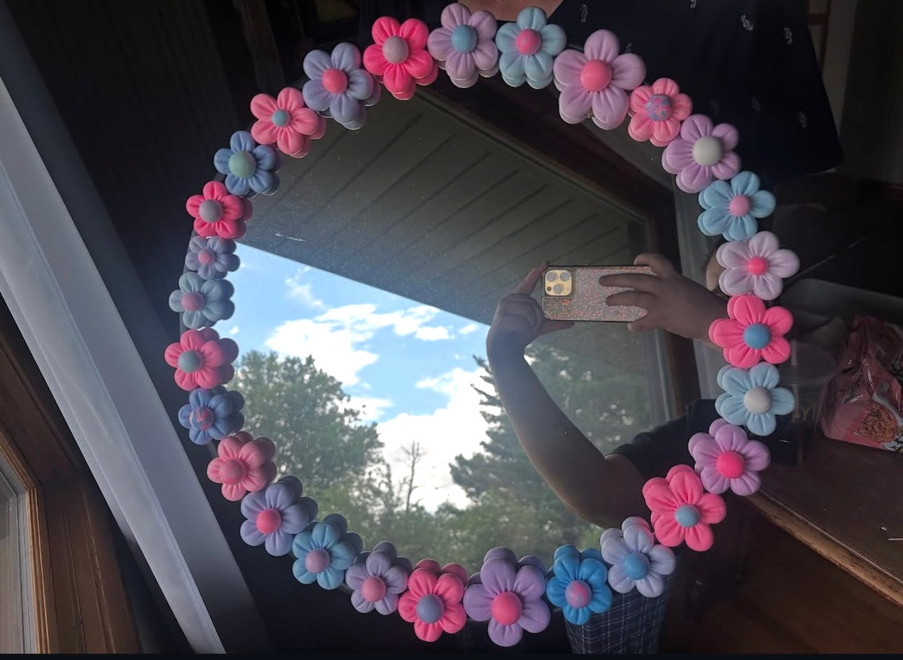 Floral Framed Mirror