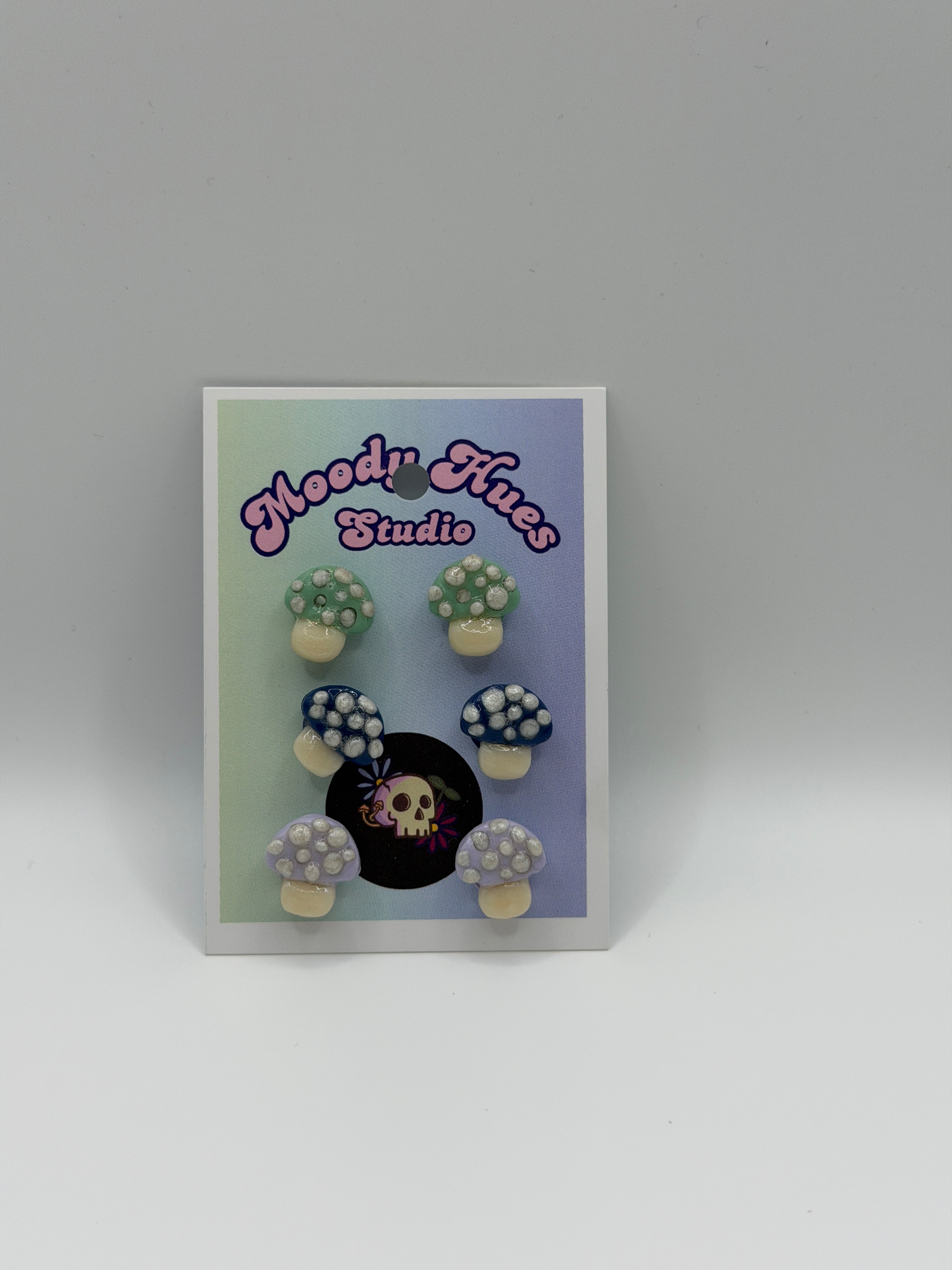 Mushroom Earring - 3PCK - Green, Purple, Dark Green