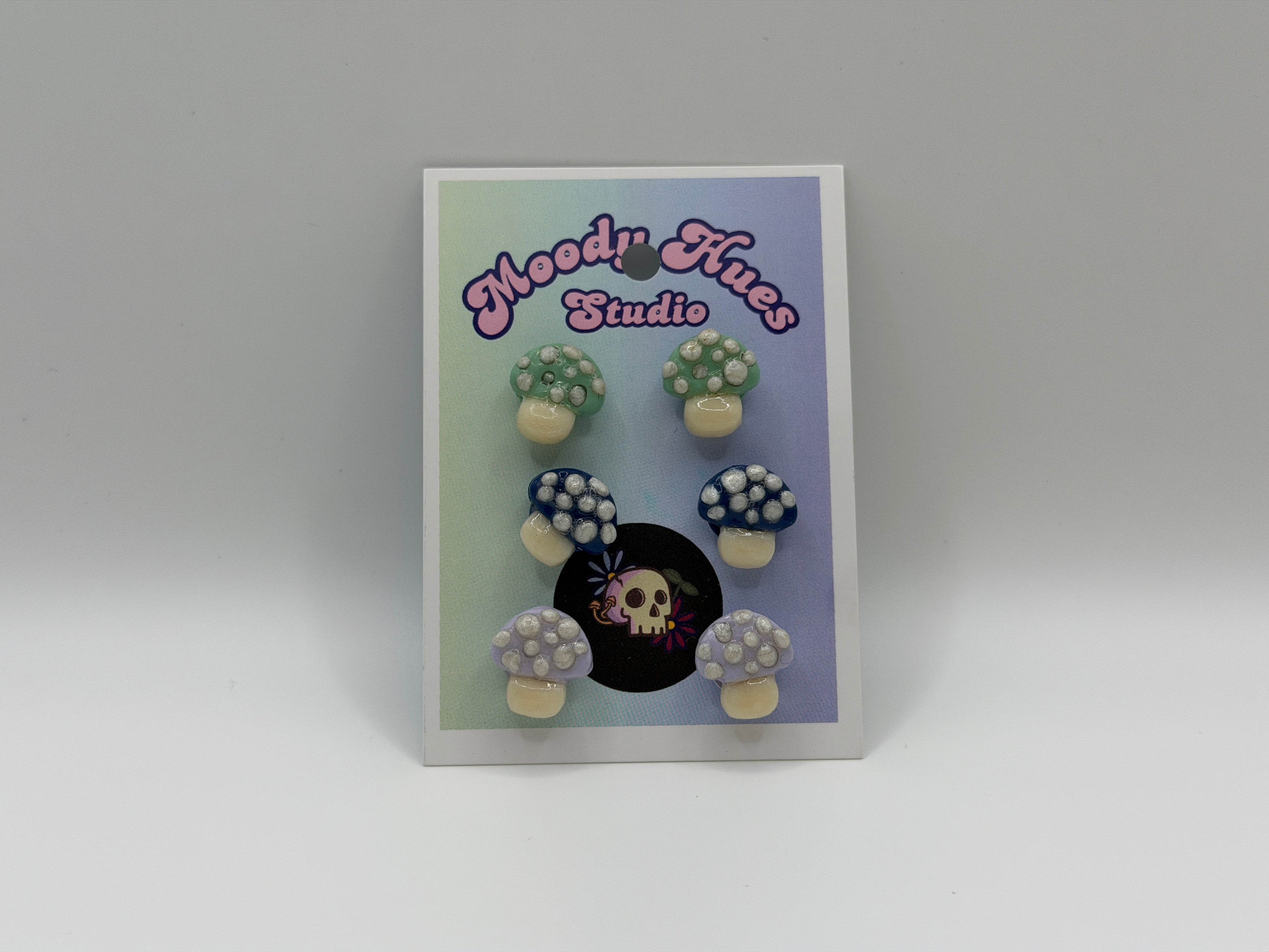 Mushroom Earring - 3PCK - Green, Purple, Dark Green